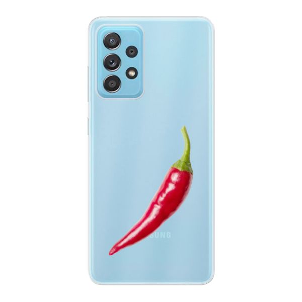 Transparant flexibel Samsung Galaxy A73 5G hoesje met Rode Peper - Pittig Design