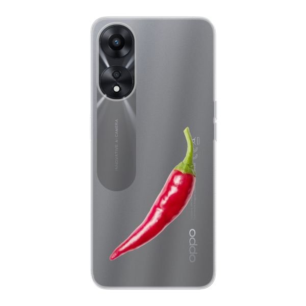 Coque Oppo A78 5G flexible transparente avec piment rouge - Design épicé