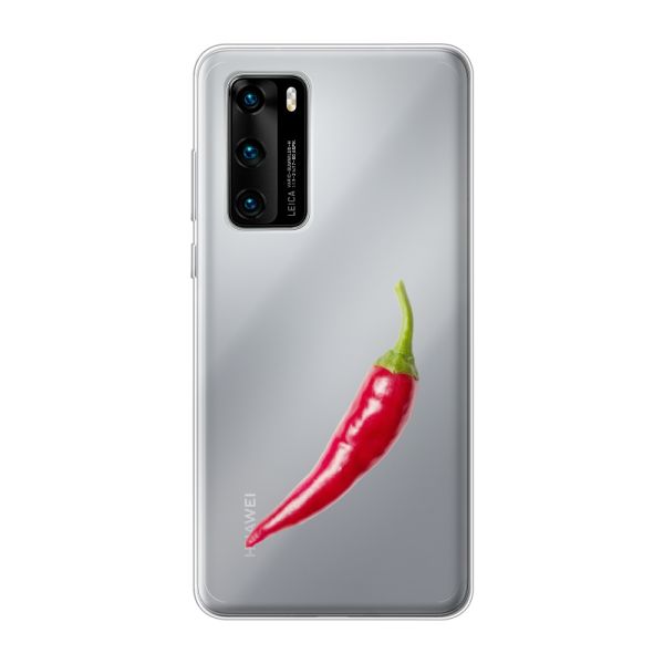 Transparant flexibel Huawei P40 hoesje met Rode Peper - Pittig Design
