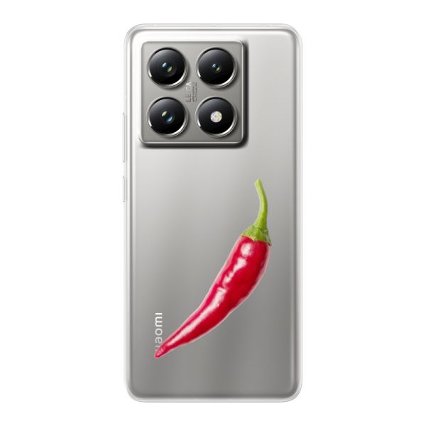 Transparant flexibel Xiaomi 14T Pro hoesje met Rode Peper - Pittig Design