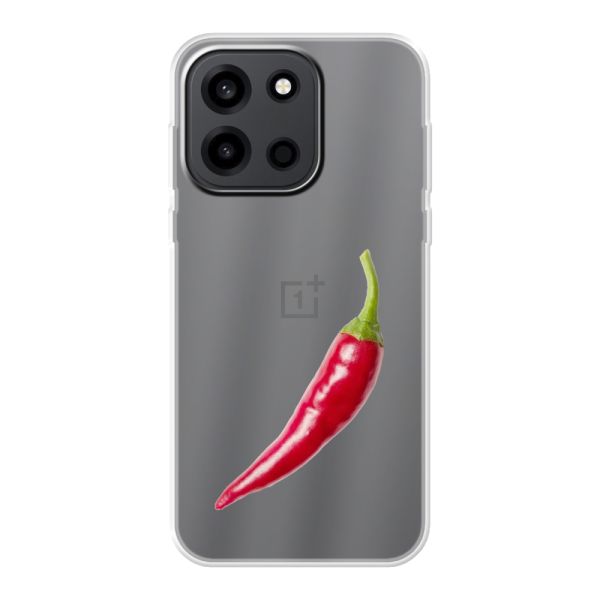 Transparente flexible OnePlus Turbo 6 5G Hülle mit roter Chili - Scharfes Design