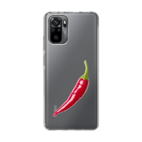 Transparant flexibel Xiaomi Redmi Note 10 Pro hoesje met Rode Peper - Pittig Design