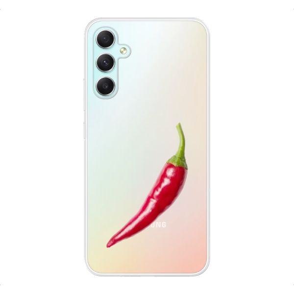 Transparant flexibel Samsung Galaxy A34 hoesje met Rode Peper - Pittig Design
