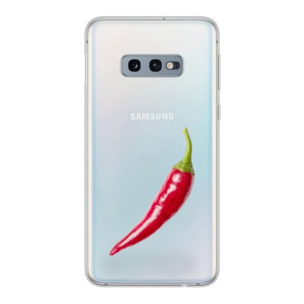 Transparant flexibel Samsung Galaxy S10e hoesje met Rode Peper - Pittig Design