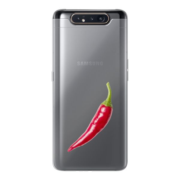 Transparant flexibel Samsung Galaxy A80 hoesje met Rode Peper - Pittig Design