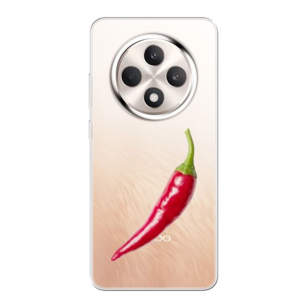 Transparant flexibel Oppo Reno12 F hoesje met Rode Peper - Pittig Design
