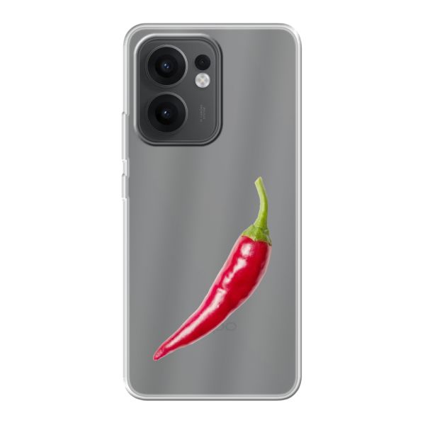 Funda Oppo Reno13 F flexible transparente con guindilla roja - Diseño picante