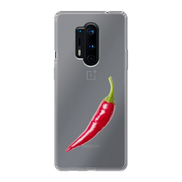 Funda OnePlus 8 Pro flexible transparente con guindilla roja - Diseño picante