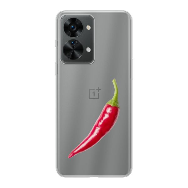 Transparant flexibel OnePlus Nord 2T hoesje met Rode Peper - Pittig Design