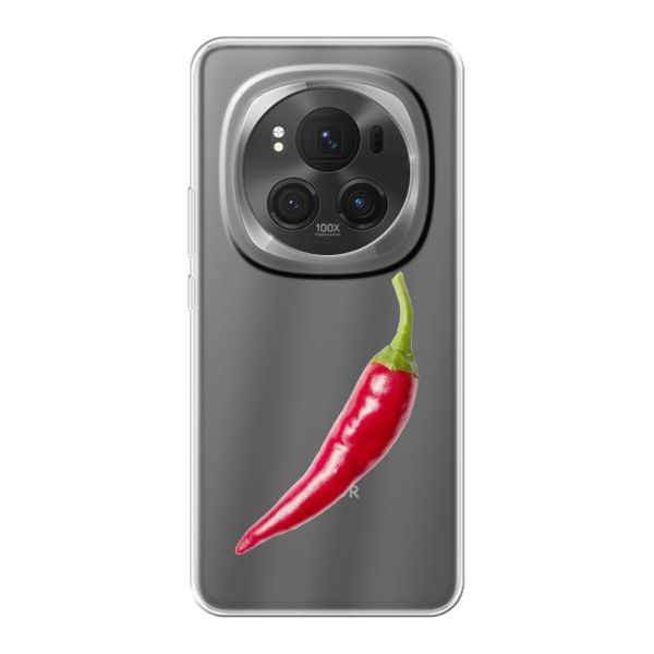 Transparant flexibel Honor Magic6 Pro hoesje met Rode Peper - Pittig Design