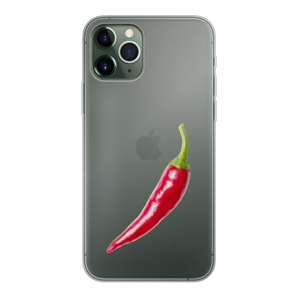 Funda iPhone 11 Pro flexible transparente con guindilla roja - Diseño picante