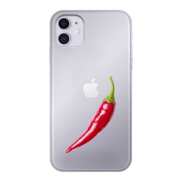 Transparente flexible iPhone 11 Hülle mit roter Chili - Scharfes Design