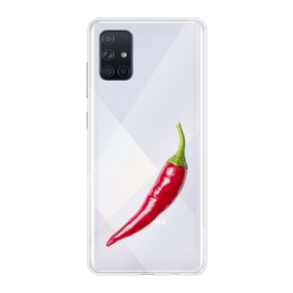Transparant flexibel Samsung Galaxy A71 4G hoesje met Rode Peper - Pittig Design