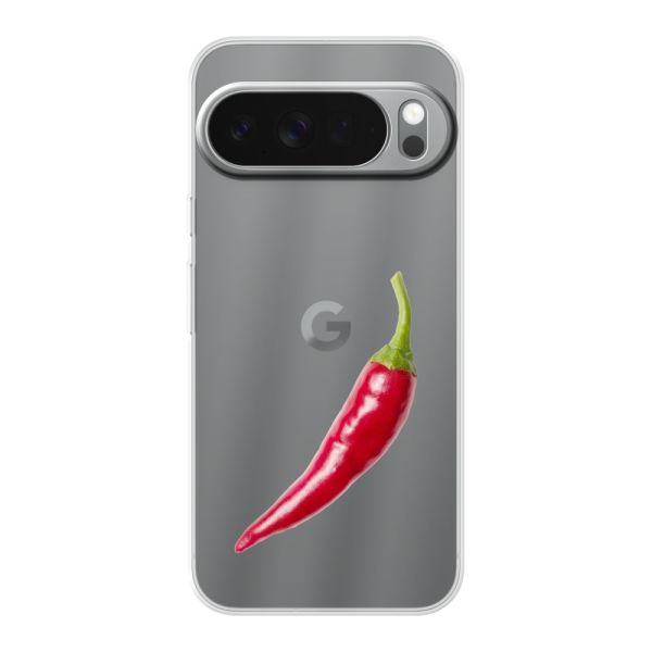 Funda Google Pixel 10 Pro XL flexible transparente con guindilla roja - Diseño picante