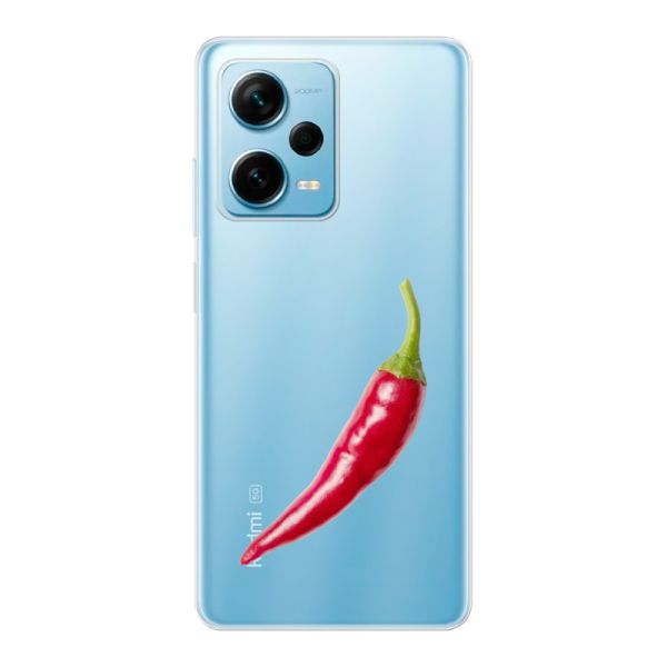 Transparant flexibel Xiaomi Redmi Note 12 Pro Plus hoesje met Rode Peper - Pittig Design