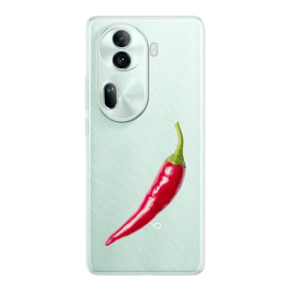 Transparant flexibel Oppo Reno 11 Pro hoesje met Rode Peper - Pittig Design