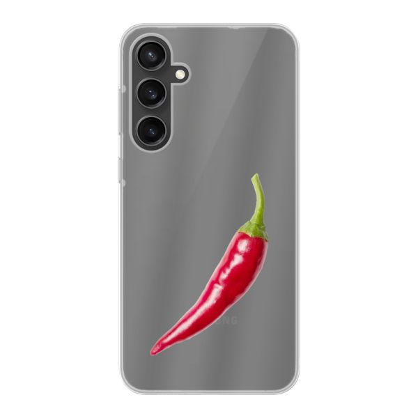 Transparant flexibel Samsung Galaxy S23 FE hoesje met Rode Peper - Pittig Design