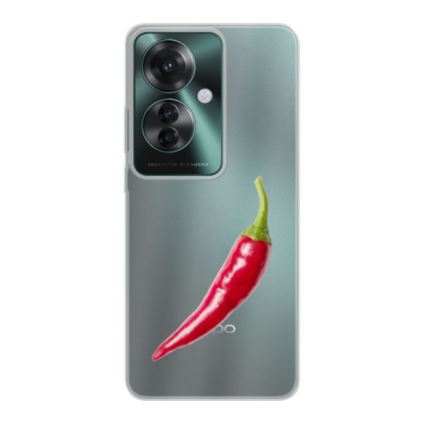 Transparant flexibel Oppo Reno11 F hoesje met Rode Peper - Pittig Design