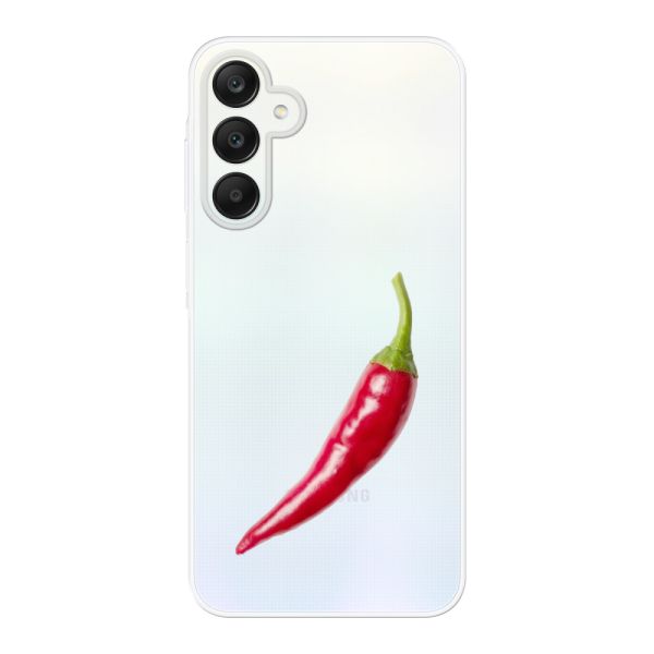 Funda Samsung Galaxy A25 flexible transparente con guindilla roja - Diseño picante