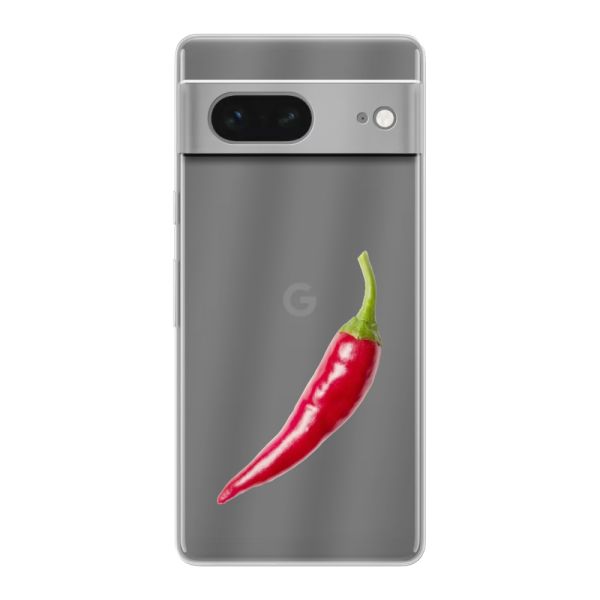 Funda Google Pixel 7 flexible transparente con guindilla roja - Diseño picante