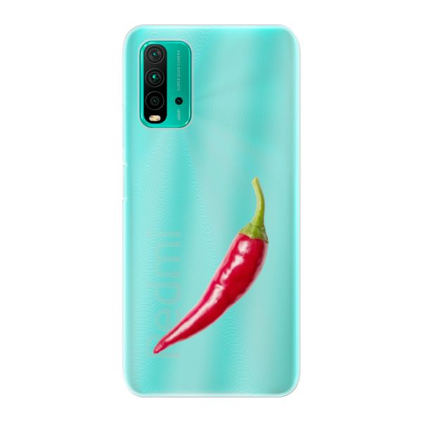 Transparant flexibel Xiaomi Redmi 9 Power hoesje met Rode Peper - Pittig Design