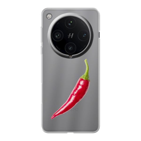 Coque Oppo Find X8 Pro flexible transparente avec piment rouge - Design épicé