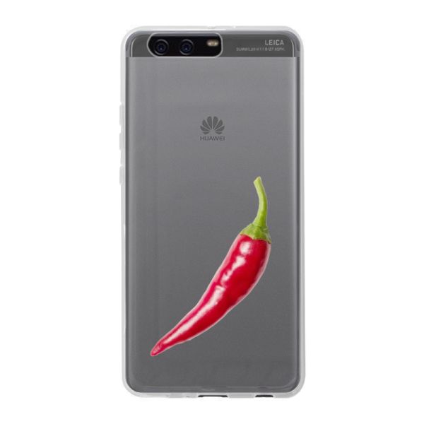 Transparant flexibel Huawei P10 Plus hoesje met Rode Peper - Pittig Design