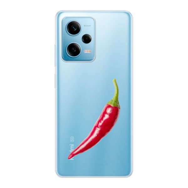 Transparant flexibel Xiaomi Redmi Note 12 Pro 5G hoesje met Rode Peper - Pittig Design