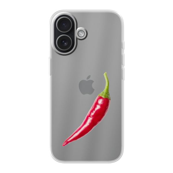 Funda iPhone 17 flexible transparente con guindilla roja - Diseño picante