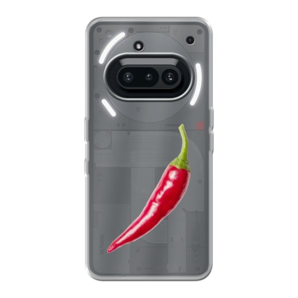 Transparant flexibel Nothing Phone (3a) hoesje met Rode Peper - Pittig Design