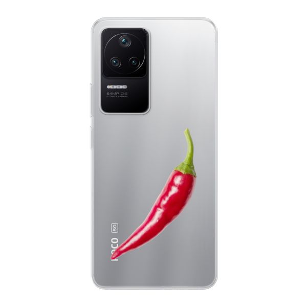 Transparant flexibel Xiaomi Poco F4 hoesje met Rode Peper - Pittig Design