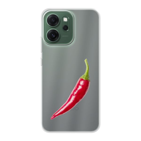 Transparant flexibel Oppo Reno14 F hoesje met Rode Peper - Pittig Design