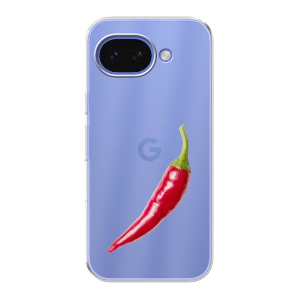 Funda Google Pixel 10A flexible transparente con guindilla roja - Diseño picante