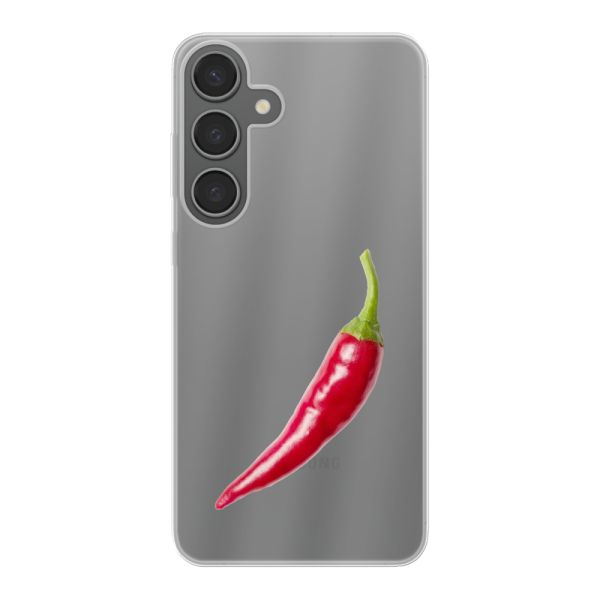 Funda Samsung Galaxy S24 Plus flexible transparente con guindilla roja - Diseño picante