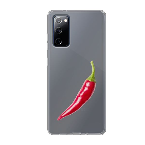 Transparant flexibel Samsung Galaxy S20 FE hoesje met Rode Peper - Pittig Design