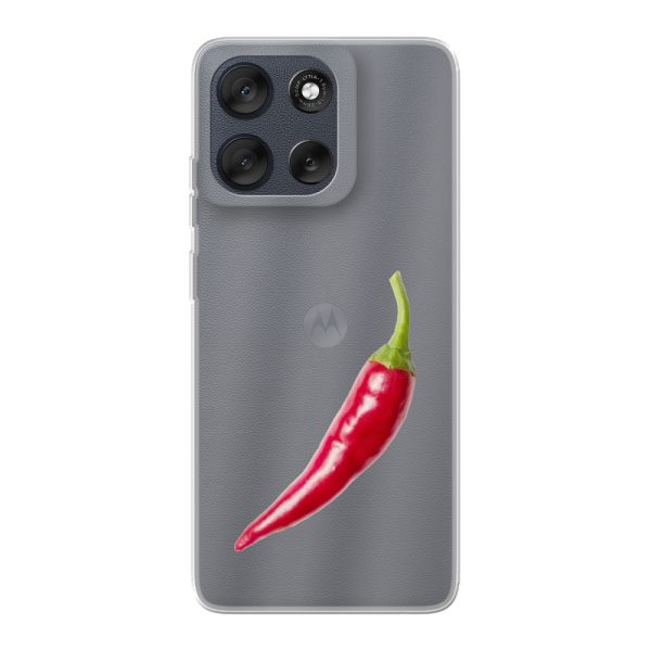 Transparant flexibel Motorola Moto G56 hoesje met Rode Peper - Pittig Design