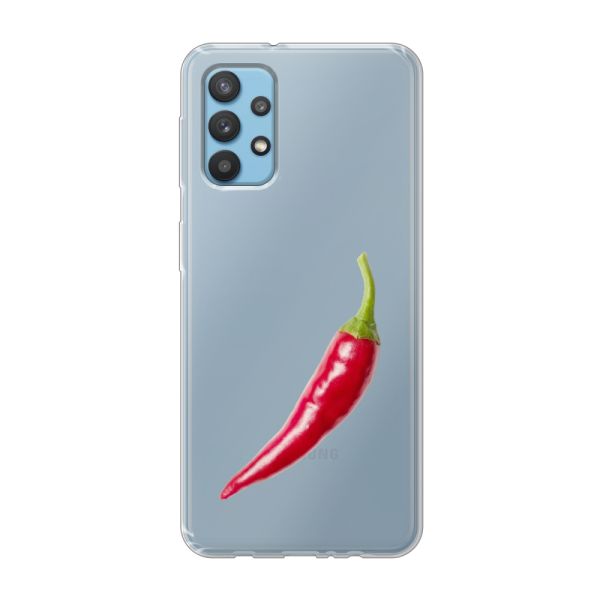 Transparant flexibel Samsung Galaxy A32 4G hoesje met Rode Peper - Pittig Design