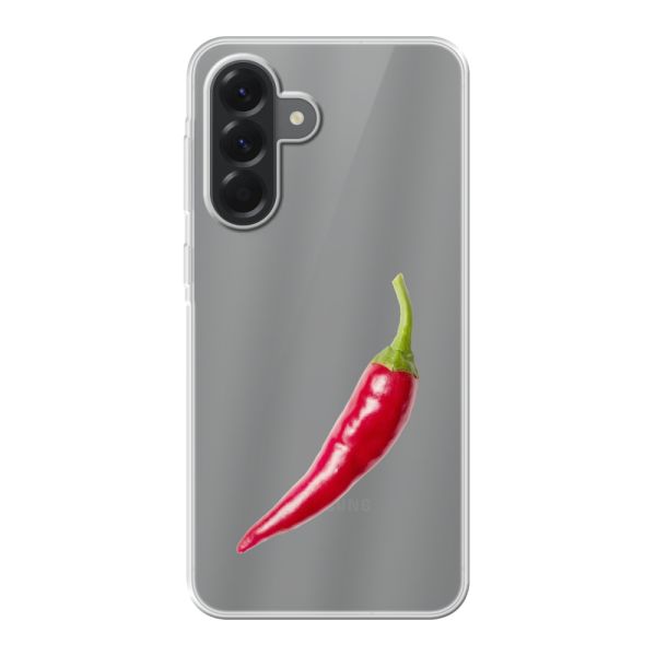 Funda Samsung Galaxy A56 flexible transparente con guindilla roja - Diseño picante
