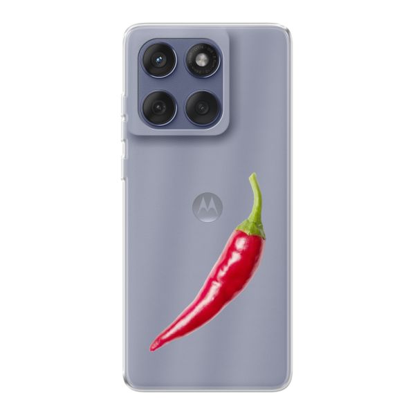 Transparant flexibel Motorola Edge 60 hoesje met Rode Peper - Pittig Design