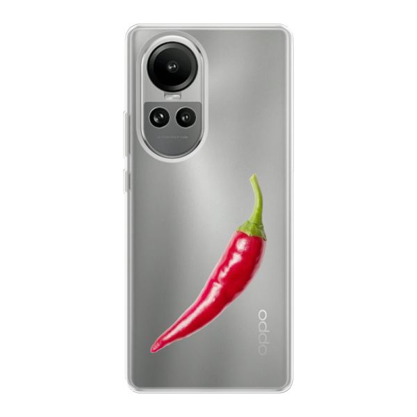 Transparant flexibel Oppo Reno 10 hoesje met Rode Peper - Pittig Design