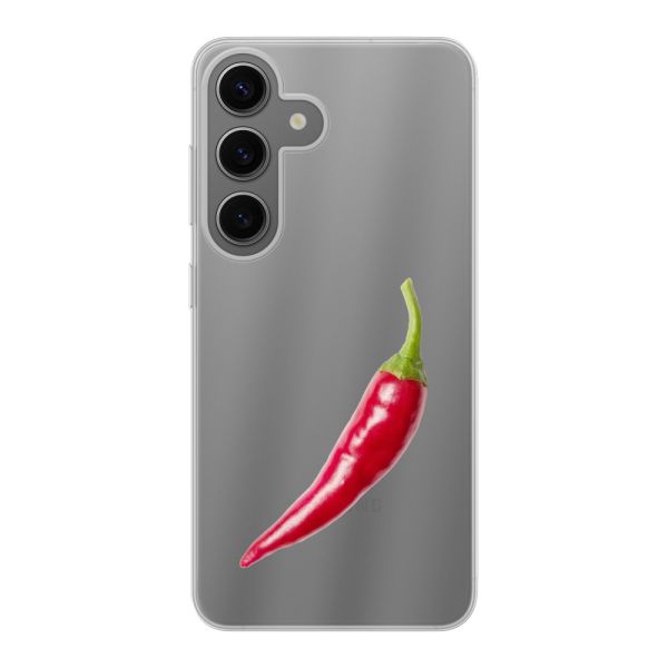 Funda Samsung Galaxy S24 flexible transparente con guindilla roja - Diseño picante