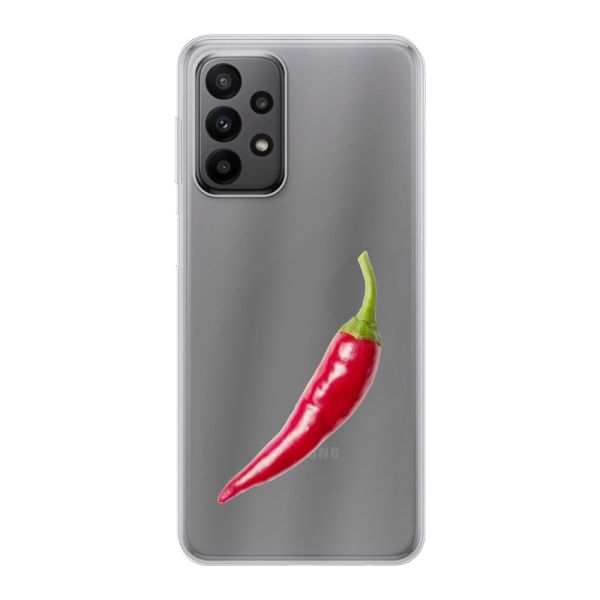 Transparant flexibel Samsung Galaxy A23 5G hoesje met Rode Peper - Pittig Design