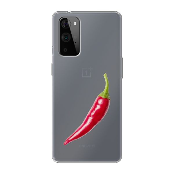 Transparant flexibel OnePlus 9 Pro hoesje met Rode Peper - Pittig Design