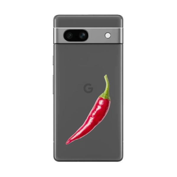 Funda Google Pixel 7a flexible transparente con guindilla roja - Diseño picante