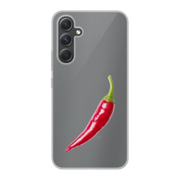 Transparant flexibel Samsung Galaxy A54 5G hoesje met Rode Peper - Pittig Design