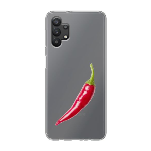 Transparant flexibel Samsung Galaxy A32 5G hoesje met Rode Peper - Pittig Design