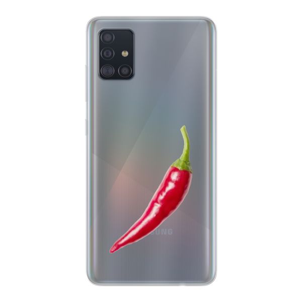 Transparant flexibel Samsung Galaxy A51 hoesje met Rode Peper - Pittig Design