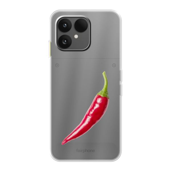 Transparente flexible Fairphone 6 Hülle mit roter Chili - Scharfes Design