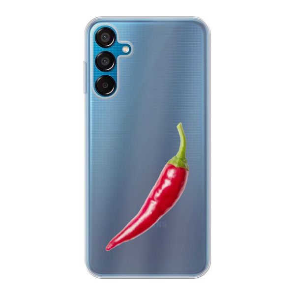 Coque Samsung Galaxy M15 flexible transparente avec piment rouge - Design épicé