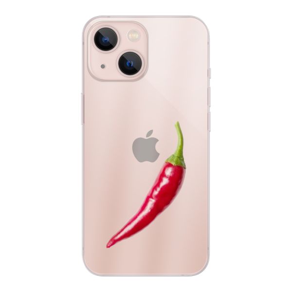Funda iPhone 13 mini flexible transparente con guindilla roja - Diseño picante